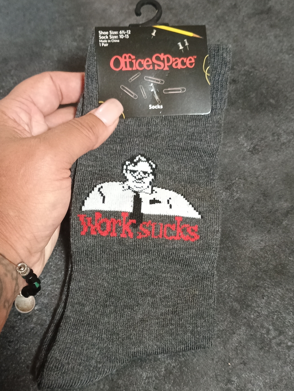 Office Space 'Work Sucks' Men's Crew Socks